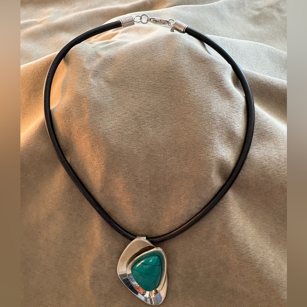 Silver and Turquoise Pendant Necklace